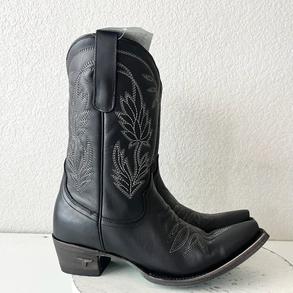 Lane SANDAGA Midi Womens Cowboy Boots 10 Cowgirl Western Wear Black Mid Calf - Picture 2 of 11